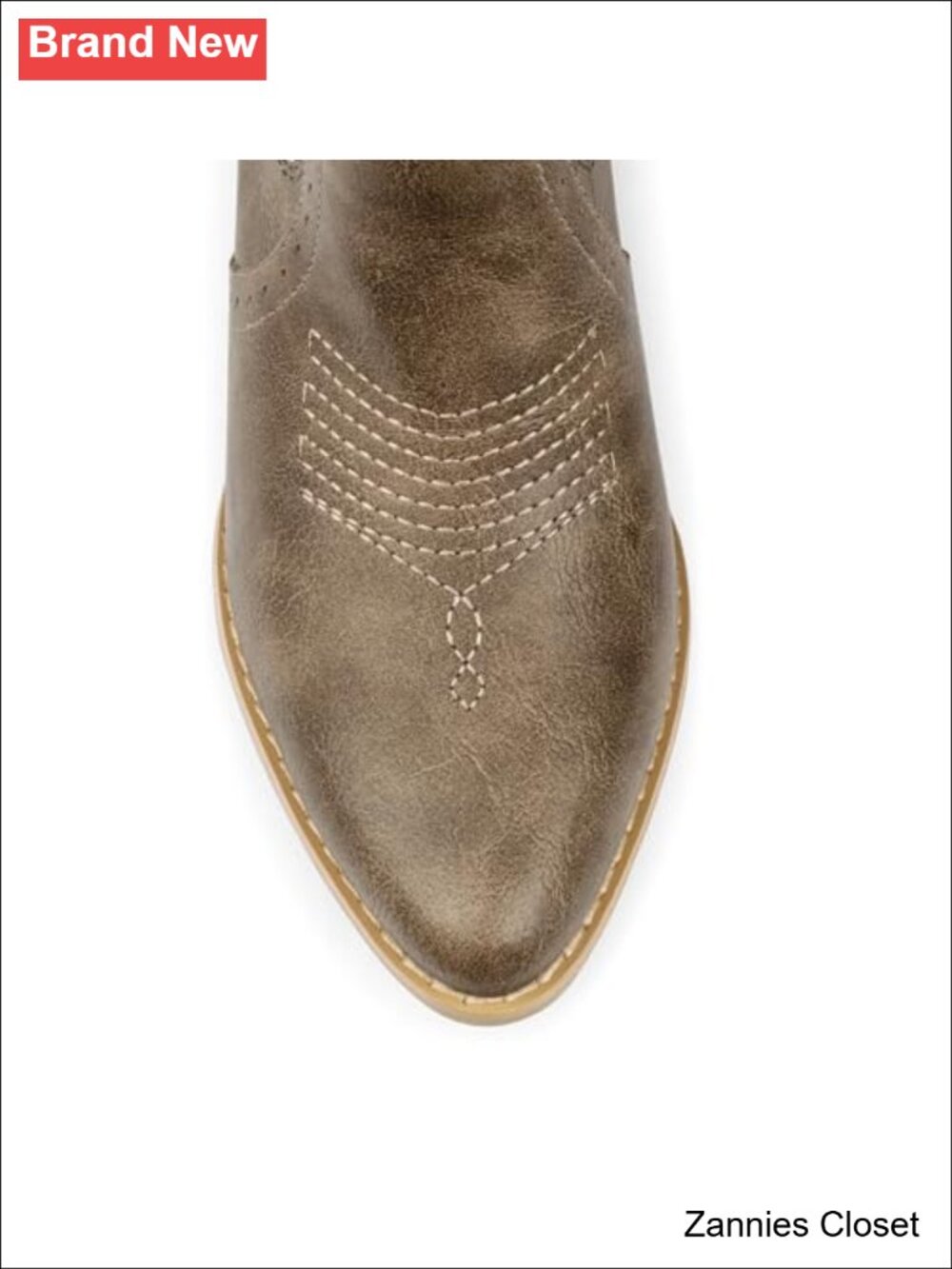 ๐ค Western Cowgirl Boots Mid Calf Faux Leather Pointed Toe Pull-On - Picture 5 of 6